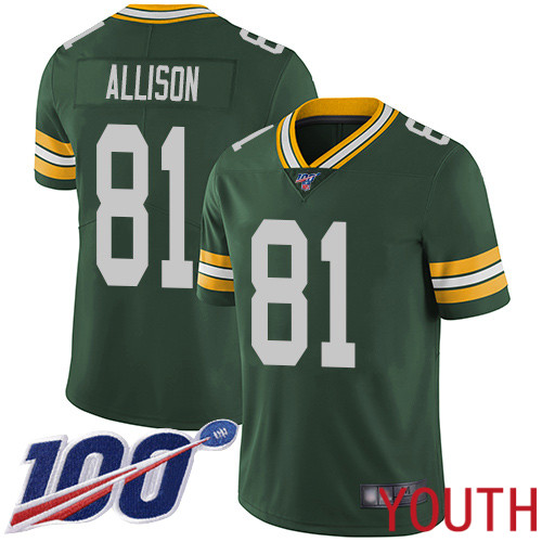Green Bay Packers Limited Green Youth #81 Allison Geronimo Home Jersey Nike NFL 100th Season Vapor Untouchable